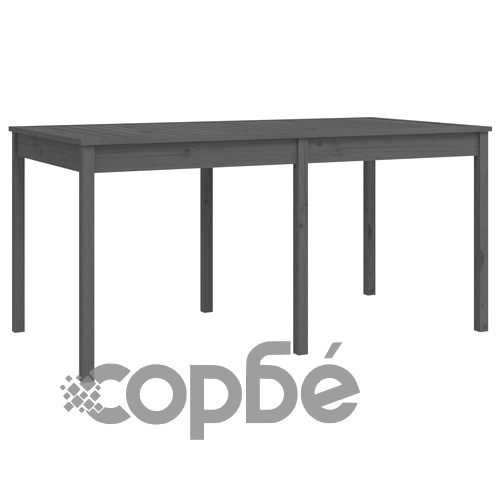 Градински трапезен комплект от 7 части, сив, масивен бор ➤ топ цена ➤ sorbe.bg