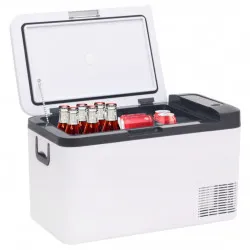 Хладилна кутия с дръжка и адаптер черно и бяло 18 л PP и PE