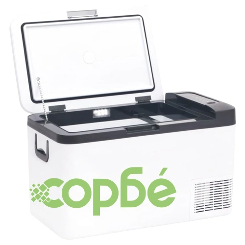 Хладилна кутия с дръжка и адаптер черно и бяло 18 л PP и PE ➤ топ цена ➤ sorbe.bg