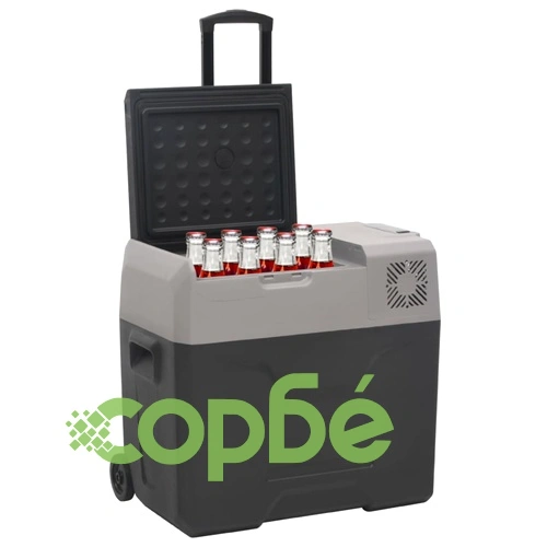 Хладилна кутия с колелца и адаптер черно/сиво 40 л полипропилен ➤ топ цена ➤ sorbe.bg