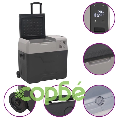 Хладилна кутия с колелца и адаптер черно/сиво 40 л полипропилен ➤ топ цена ➤ sorbe.bg