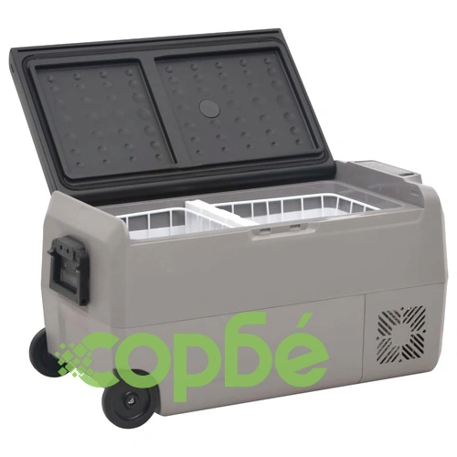 Хладилна кутия с колелца и адаптер черно и сиво 36 л PP и PE ➤ топ цена ➤ sorbe.bg