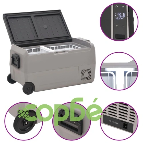 Хладилна кутия с колелца и адаптер черно и сиво 36 л PP и PE ➤ топ цена ➤ sorbe.bg
