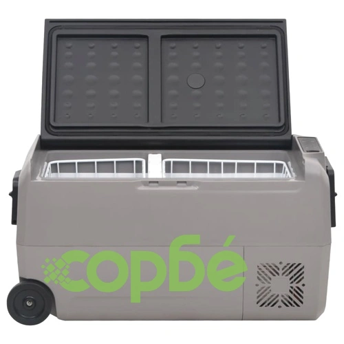 Хладилна кутия с колелца и адаптер черно и сиво 50 л PP и PE ➤ топ цена ➤ sorbe.bg