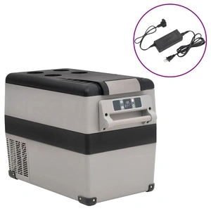 Хладилна кутия с дръжка и адаптер черно и сиво 45 л PP и PE