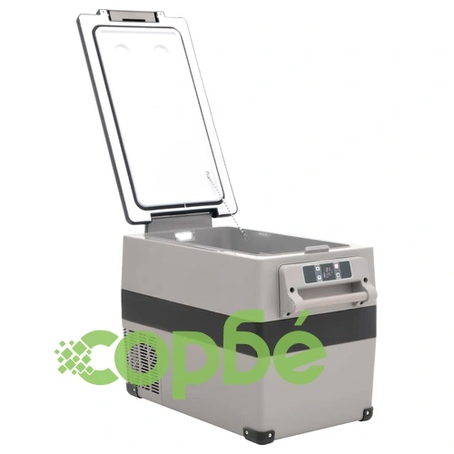 Хладилна кутия с дръжка и адаптер черно и сиво 45 л PP и PE ➤ топ цена ➤ sorbe.bg