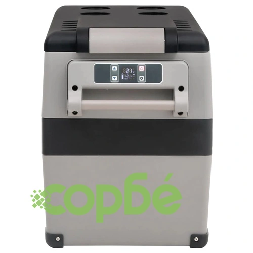 Хладилна кутия с дръжка и адаптер черно и сиво 55 л PP и PE ➤ топ цена ➤ sorbe.bg