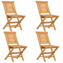 Сгъваеми градински столове, 4 бр, 47x63x90 см, тик масив