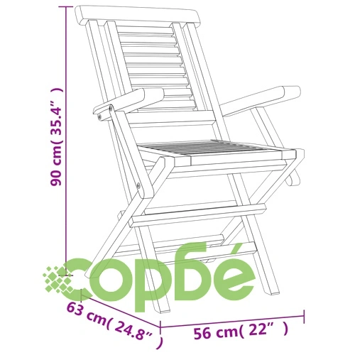 Сгъваеми градински столове, 6 бр, 56x63x90 см, тик масив ➤ топ цена ➤ sorbe.bg