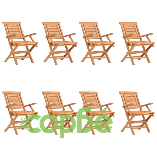 Сгъваеми градински столове, 8 бр, 56x63x90 см, тик масив ➤ топ цена ➤ sorbe.bg