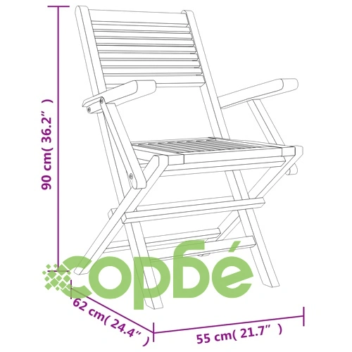 Сгъваеми градински столове, 6 бр, 55x62x90 см, тик масив ➤ топ цена ➤ sorbe.bg