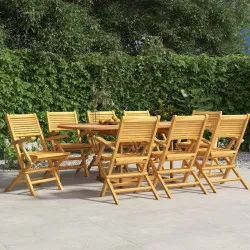 Сгъваеми градински столове, 8 бр, 55x62x90 см, тик масив