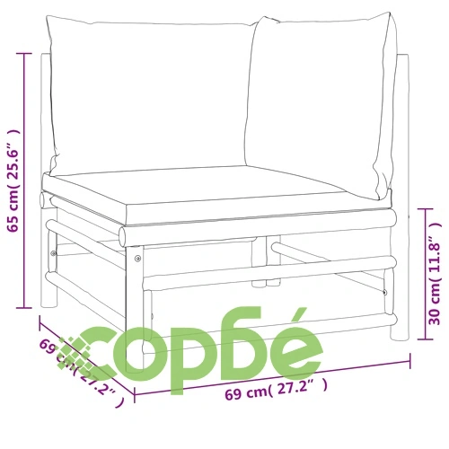 Градински ъглови дивани, 2 бр, с възглавници таупе, бамбук ➤ топ цена ➤ sorbe.bg