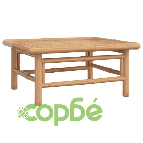 Градински лаундж комплект със зелени възглавници 4 части бамбук ➤ топ цена ➤ sorbe.bg