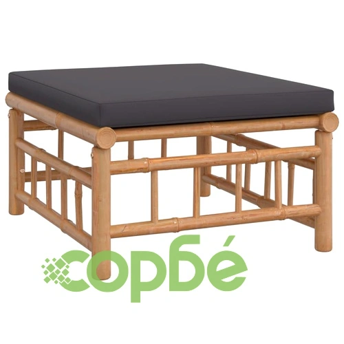 Градински лаундж комплект тъмносиви възглавници 12 части бамбук ➤ топ цена ➤ sorbe.bg