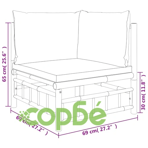 Градински лаундж комплект тъмносиви възглавници 12 части бамбук ➤ топ цена ➤ sorbe.bg