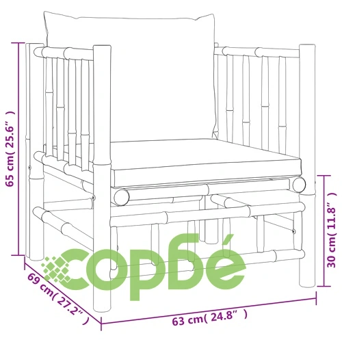 Градински лаундж комплект тъмносиви възглавници 12 части бамбук ➤ топ цена ➤ sorbe.bg