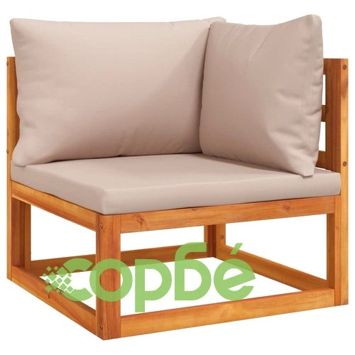 Градински комплект с възглавници таупе, 8 части, дърво масив ➤ топ цена ➤ sorbe.bg