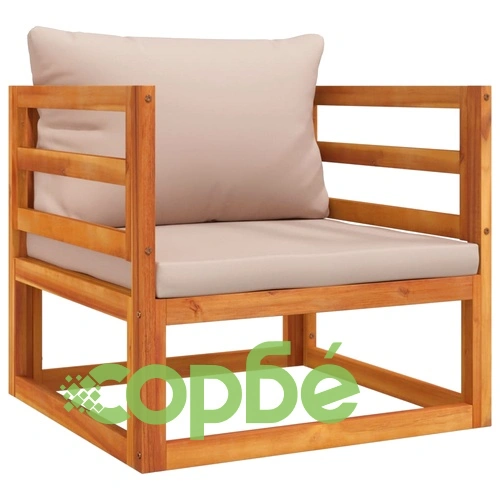 Градински комплект с възглавници таупе, 8 части, дърво масив ➤ топ цена ➤ sorbe.bg