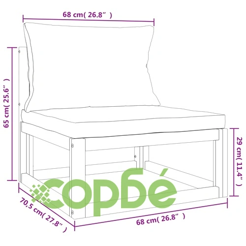 Градински комплект с възглавници таупе, 8 части, дърво масив ➤ топ цена ➤ sorbe.bg