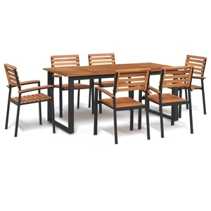 Градински трапезен комплект, 7 части, акация масив и метал