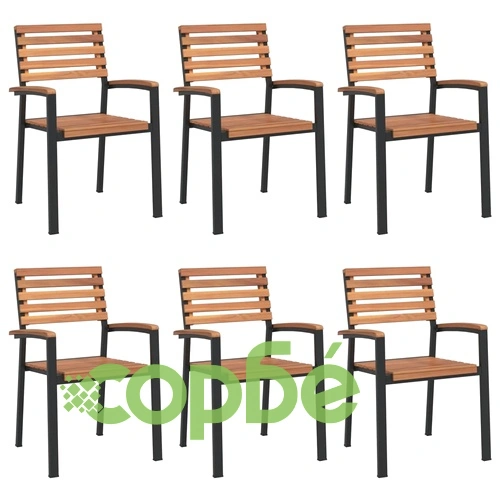Градински трапезен комплект, 7 части, акация масив и метал ➤ топ цена ➤ sorbe.bg