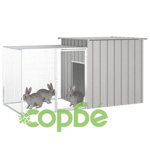 Клетка за зайци сива 200x91x100 см поцинкована стомана ➤ топ цена ➤ sorbe.bg