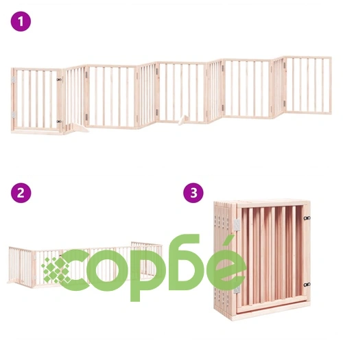 Сгъваема преграда за кучета с врата 9 панела 450 см топола ➤ топ цена ➤ sorbe.bg