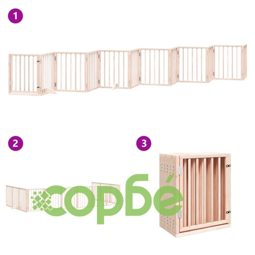 Сгъваема преграда за кучета с врата 12 панела 600 см топола ➤ топ цена ➤ sorbe.bg