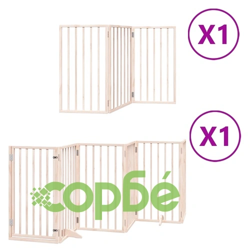 Сгъваема преграда за кучета с врата 9 панела 450 см топола ➤ топ цена ➤ sorbe.bg