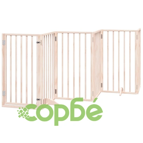 Сгъваема преграда за кучета с врата 9 панела 450 см топола ➤ топ цена ➤ sorbe.bg