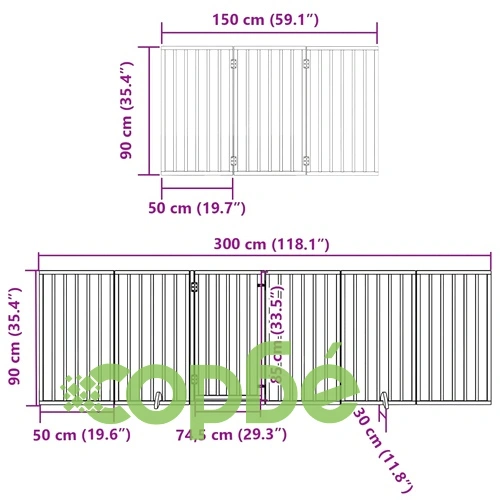 Сгъваема преграда за кучета с врата 9 панела 450 см топола ➤ топ цена ➤ sorbe.bg