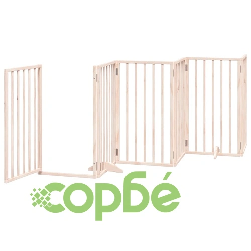 Сгъваема преграда за кучета с врата 12 панела 600 см топола ➤ топ цена ➤ sorbe.bg