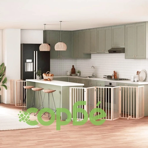 Сгъваема преграда за кучета с врата 12 панела 600 см топола ➤ топ цена ➤ sorbe.bg