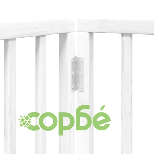 Сгъваема преграда за кучета с врата 9 панела бял 450 см топола ➤ топ цена ➤ sorbe.bg