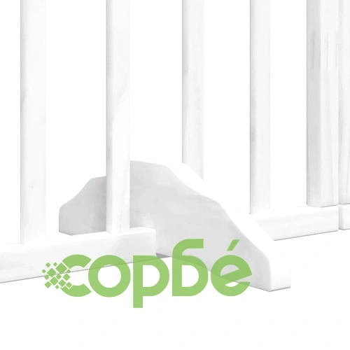 Сгъваема преграда за кучета с врата 9 панела бял 450 см топола ➤ топ цена ➤ sorbe.bg