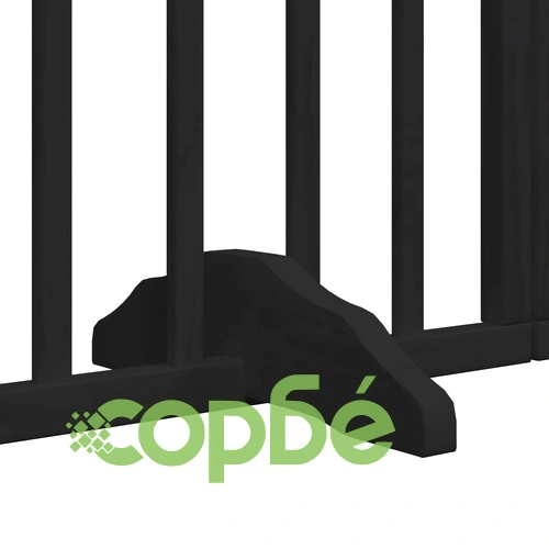 Сгъваема преграда за куче с врата 15 панела черна 750 см топола ➤ топ цена ➤ sorbe.bg