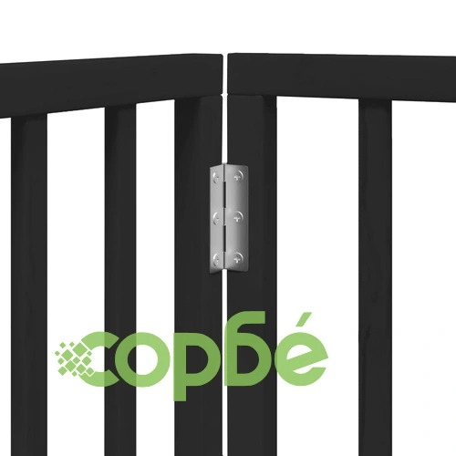 Сгъваема преграда за куче с врата 12 панела черна 600 см топола ➤ топ цена ➤ sorbe.bg