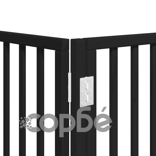 Сгъваема преграда за куче с врата 15 панела черна 750 см топола ➤ топ цена ➤ sorbe.bg