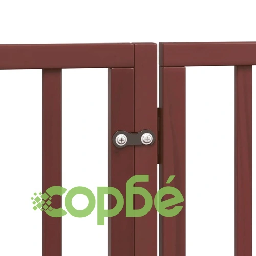 Сгъваема преграда за куче с врата 9 панела кафява 450 см топола ➤ топ цена ➤ sorbe.bg