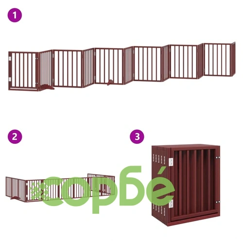 Сгъваема преграда за куче с врата 12 панела кафяв 600 см топола ➤ топ цена ➤ sorbe.bg