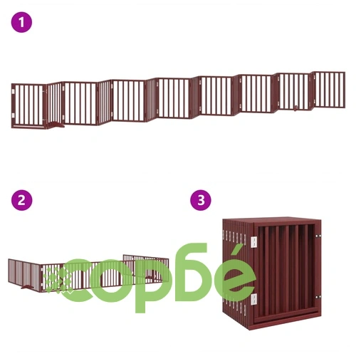 Сгъваема преграда за куче с врата 15 панела кафяв 750 см топола ➤ топ цена ➤ sorbe.bg