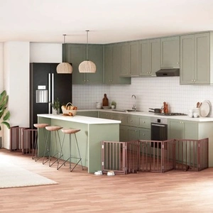 Сгъваема преграда за куче с врата 15 панела кафяв 750 см топола