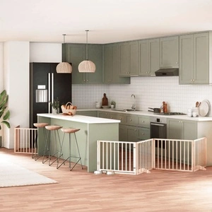 Сгъваема преграда за кучета с врата 8 панела 640 см топола