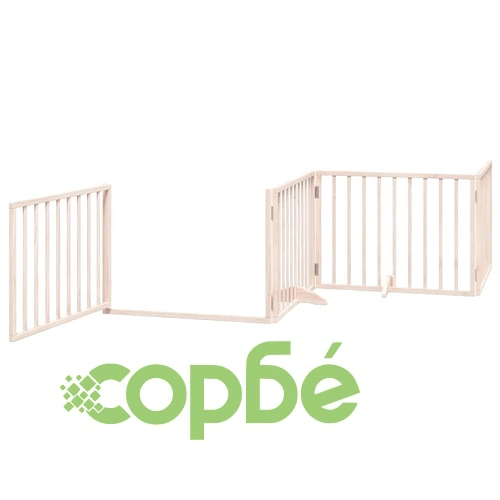 Сгъваема преграда за кучета с врата 10 панела 800 см топола ➤ топ цена ➤ sorbe.bg