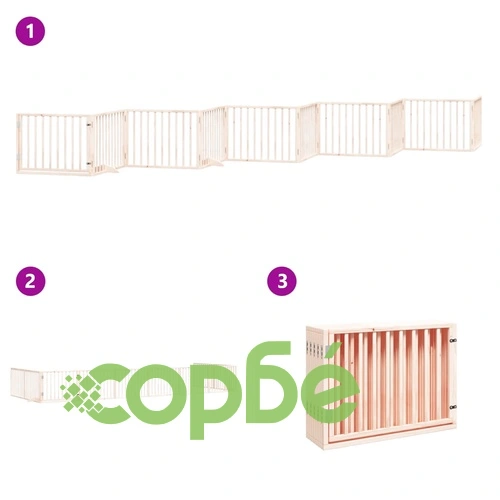 Сгъваема преграда за кучета с врата 10 панела 800 см топола ➤ топ цена ➤ sorbe.bg