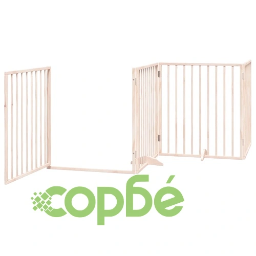 Сгъваема преграда за кучета с врата 6 панела 480 см топола ➤ топ цена ➤ sorbe.bg