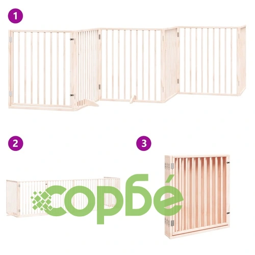 Сгъваема преграда за кучета с врата 6 панела 480 см топола ➤ топ цена ➤ sorbe.bg