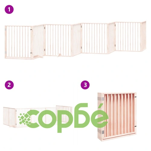 Сгъваема преграда за кучета с врата 8 панела 640 см топола ➤ топ цена ➤ sorbe.bg