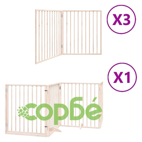 Сгъваема преграда за кучета с врата 10 панела 800 см топола ➤ топ цена ➤ sorbe.bg
